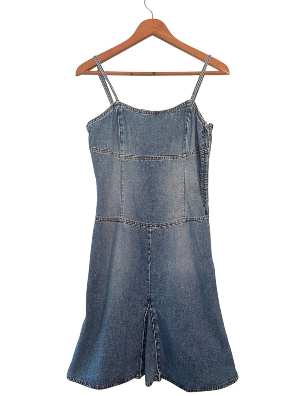 Vintage 2002 Tommy Hilfiger Y2K Denim Jean A-Line Retro Grunge Mini Dress Size S